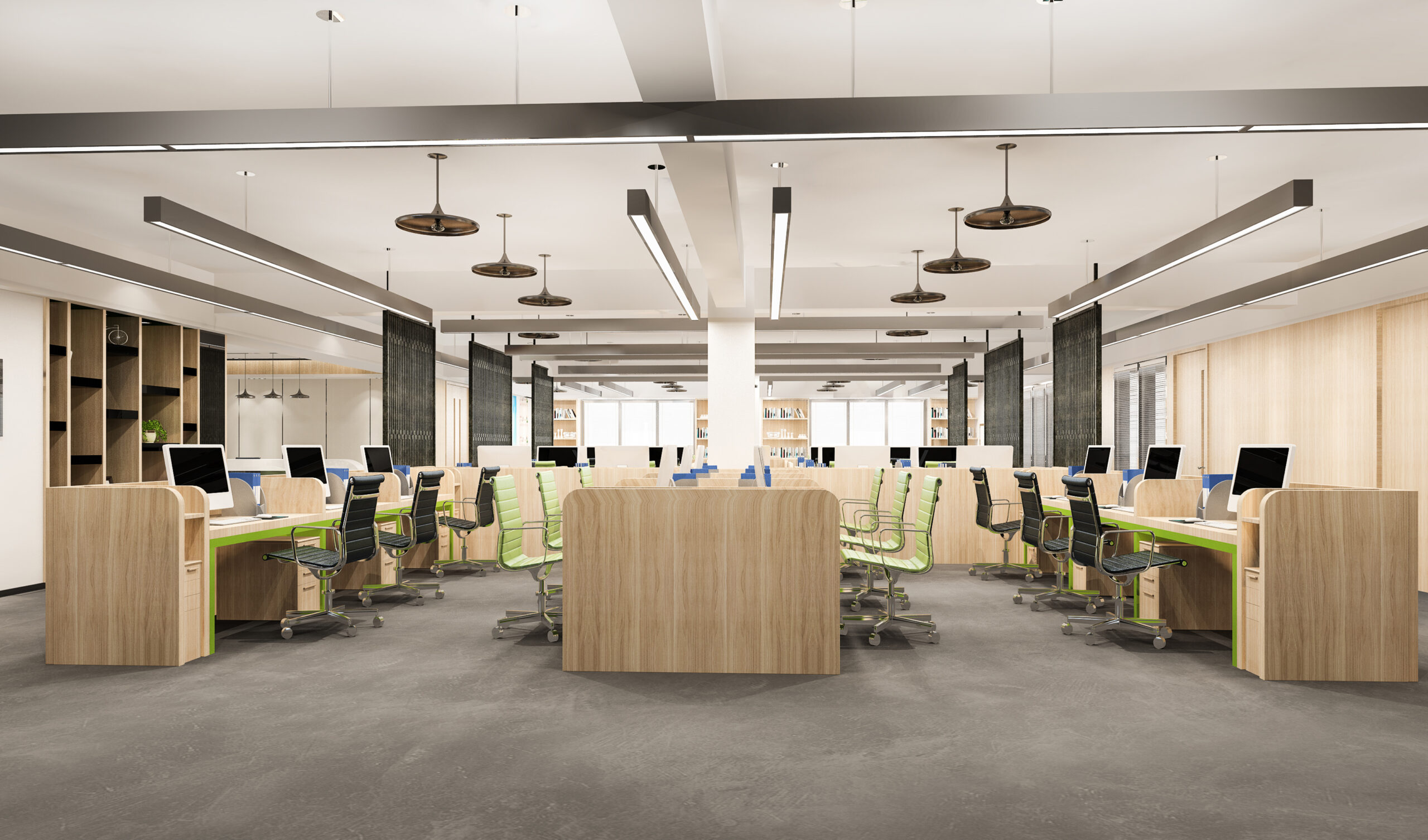 3d rendering business meeting and working room on office building